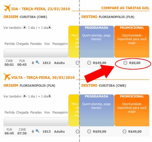 Passagens aéreas promocionais GOL a partir de R$29