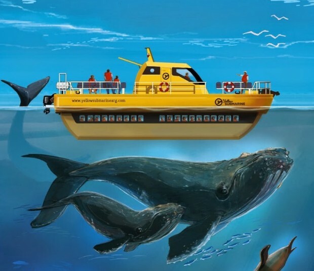Ilustração da embarcação fechada Yellow Submarine