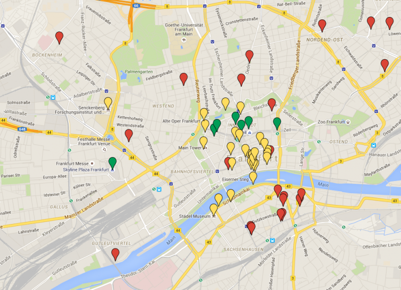 Mapa de Frankfurt com os principais pontos da cidade - fonte: Google Maps