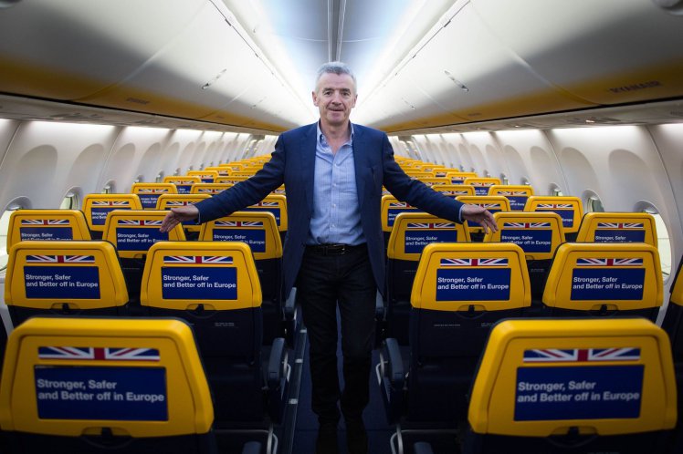 File photo dated 16/05/16 of Ryanair chief executive Michael O'Leary who has compared Government ministers to the characters of television sitcom Dad's Army due to their "lunatic optimism" over Brexit. PRESS ASSOCIATION Photo. Issue date: Tuesday November 22, 2016. The chief executive of the Dublin-based carrier claimed the UK is about to "walk off a cliff" by leaving the European Union. See PA story AIR Brexit. Photo credit should read: Stefan Rousseau/PA Wire