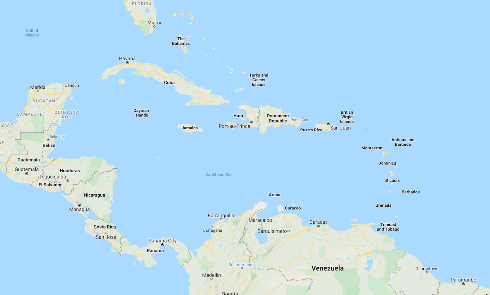 mapa do caribe
