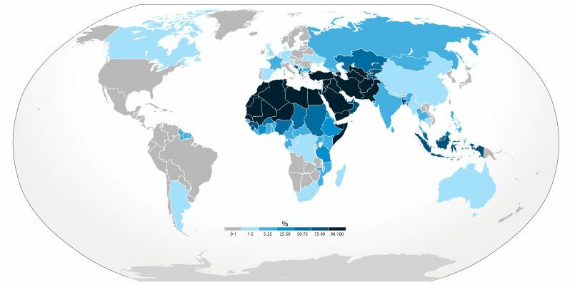 Mapa de países muçulmanos