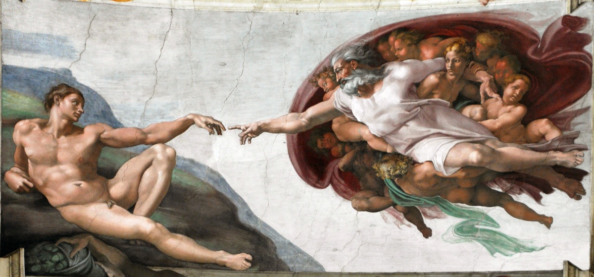A Criação de Adão Michelangelo obra de arte