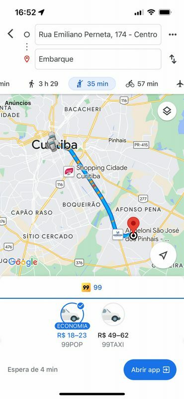app transporte pelo Google Maps