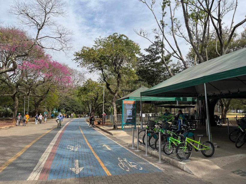 Serviço de aluguel de bicicletas no Ibirapuera